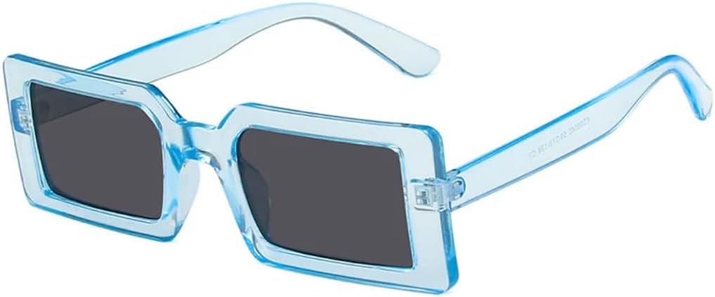 

Модные флуоресцентные зеленые прямоугольные женские солнцезащитные очки с прозрачными линзами цвета океана, винтажные мужские очки с защитой от УФ-излучения UV400 UUPTTPL, Clear Blue Gray