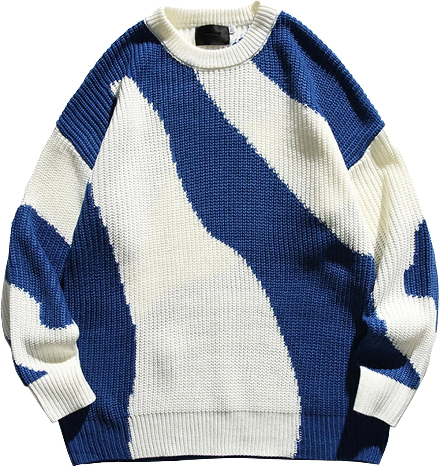 

Мужской свитер черно-белый двойной цвет Casual SWJGLITTR