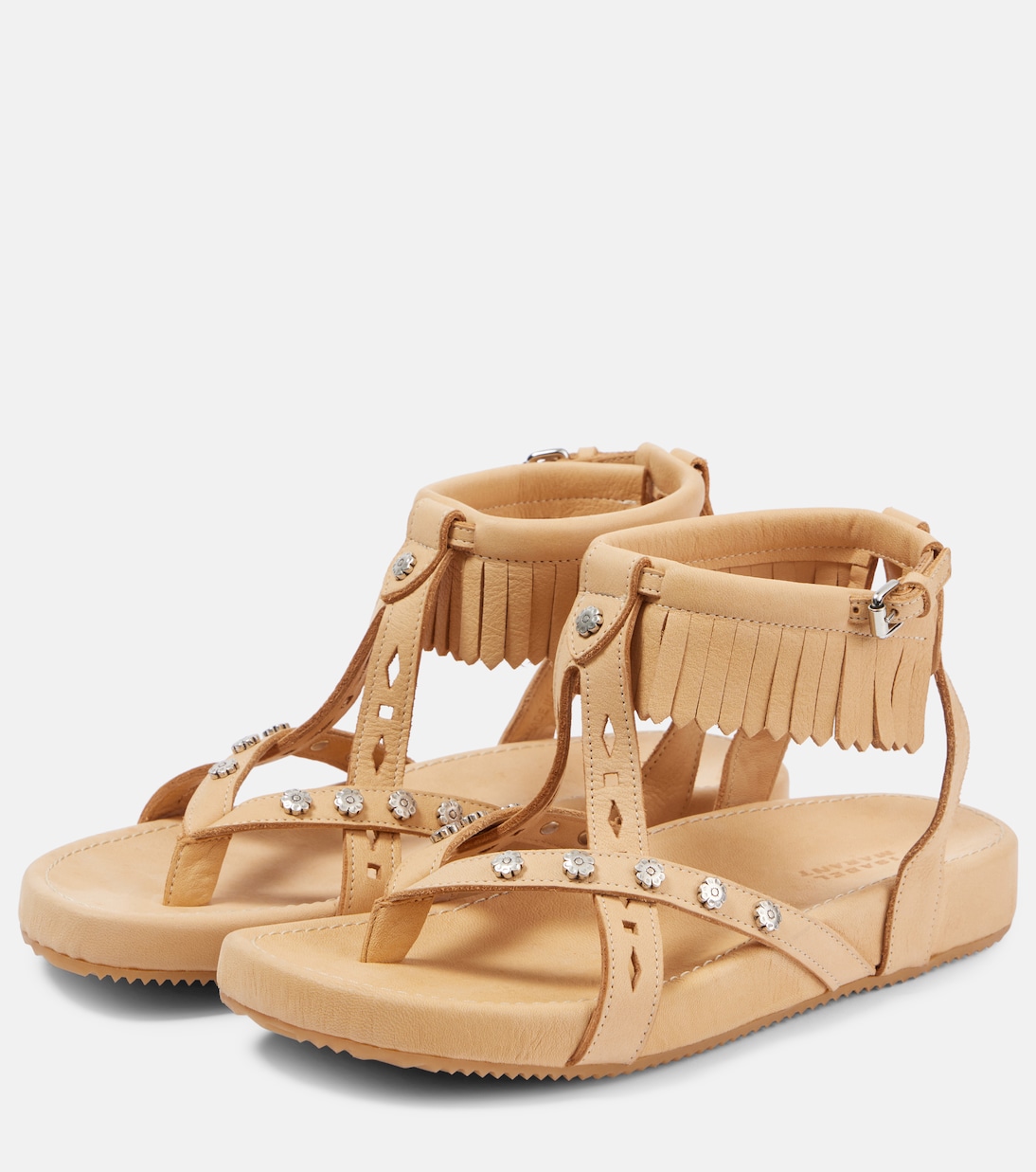 Сандалии Silya из кожи с заклепками Isabel Marant, песочный — фото 4