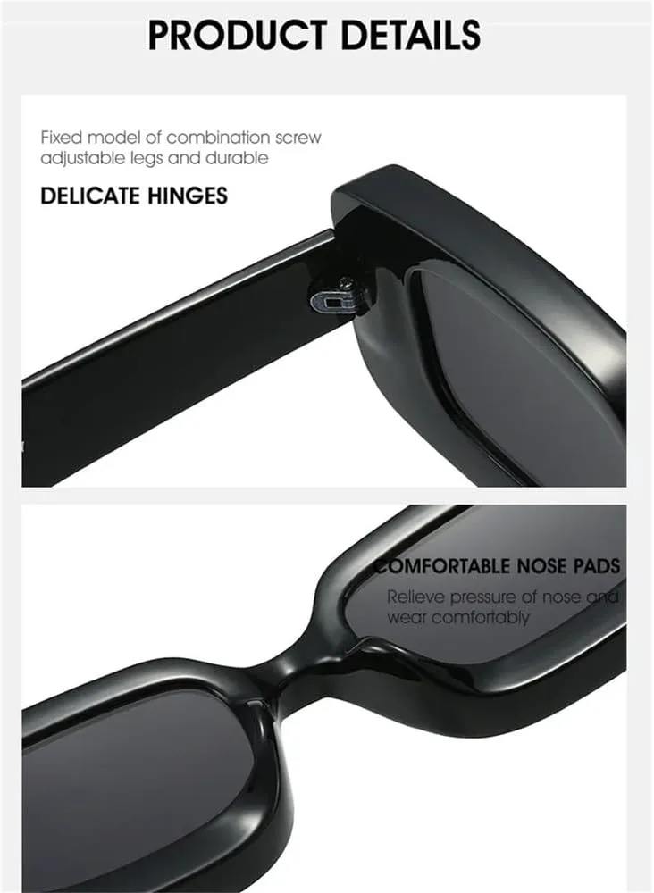 

Солнцезащитные очки прямоугольной формы для женщин и мужчин, винтажные солнцезащитные очки в стиле панк, очки с защитой от УФ-излучения UV400 HDUBFY, Red Black