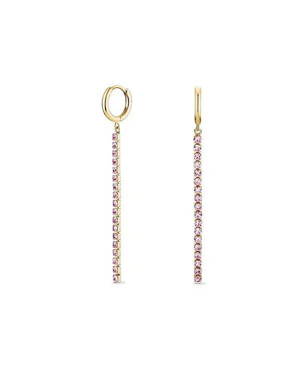 

Теннисные серьги из нержавеющей стали с покрытием из 14-каратного желтого золота Rosefield, pink