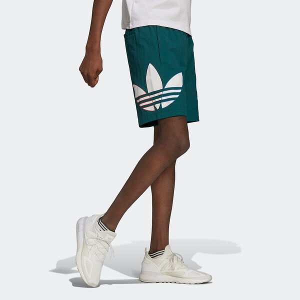 Шорты оригинальные трехцветные короткие мужские Adidas, зеленый — фото 4