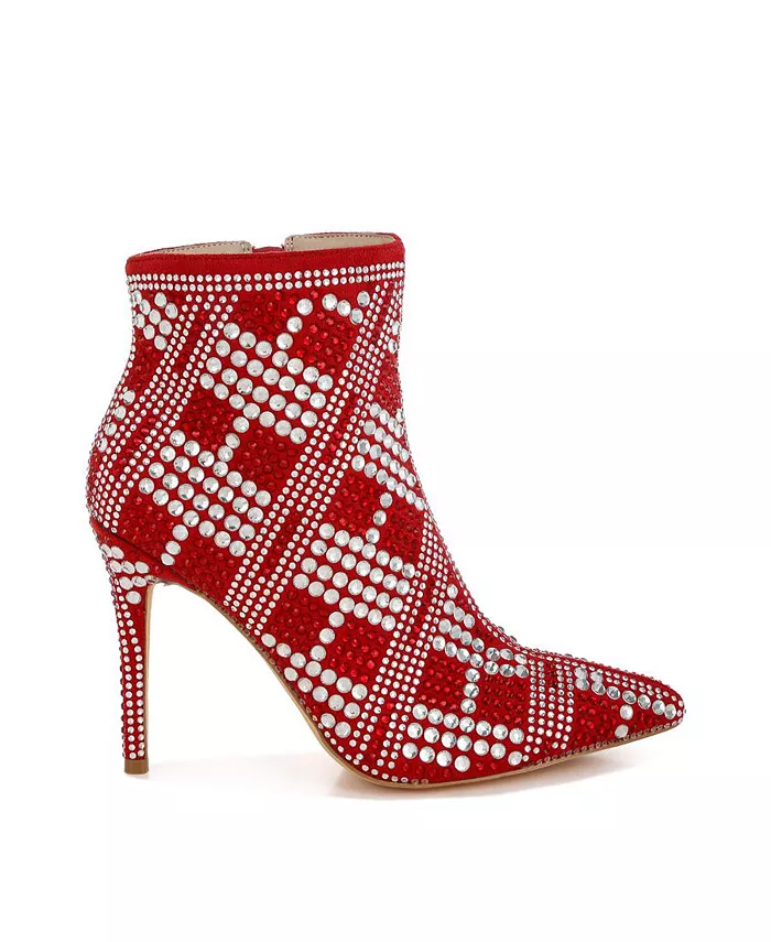 Городские ботфорты на шпильке с кристаллами Urbanite Rhinestones Studded London Rag, красный