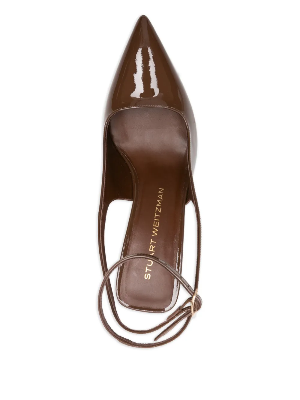 Туфли-лодочки из лакированной кожи с ремешком на щиколотке Stuart Weitzman, коричневый — фото 4