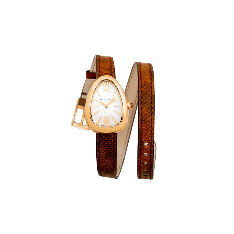 

Серпенти Серии Наручные часы Кварцевый механизм Ремешок из кожи водяной змея 32 мм Белый циферблат Женские часы BVLGARI