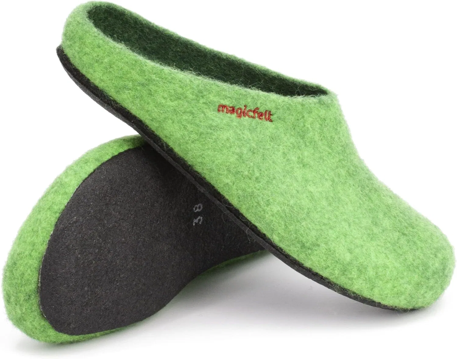Тапочки MagicFelt AN 709 из чистой натуральной шерсти для мужчин и женщин - нескользящие и анатомической формы, Green
