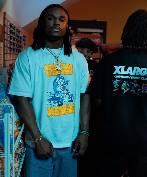 

XLARGE Футболка с коротким рукавом, принт, коллаборация X-Large и Crenshaw Skate Club, белый