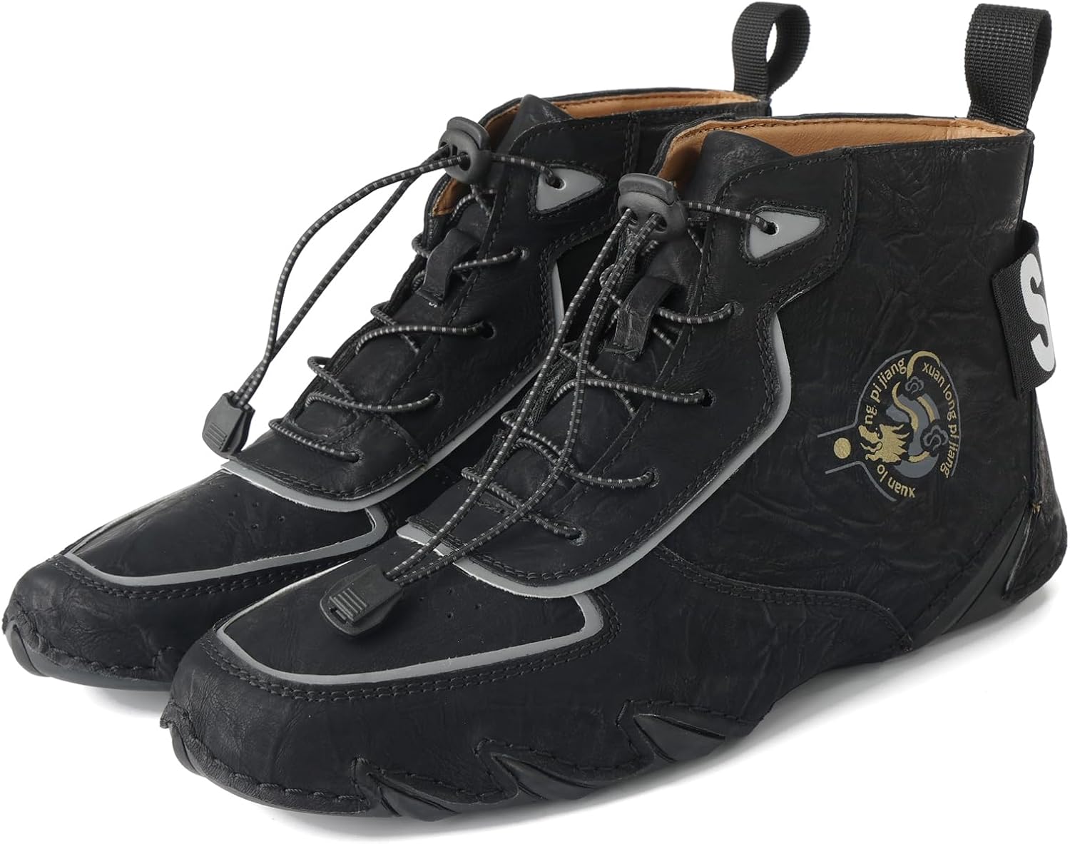 

Мужские повседневные кожаные модные кроссовки, ботинки-чикка на щиколотке, мокасины на легкой подошве, для ходьбы и вождения Abborora, черный