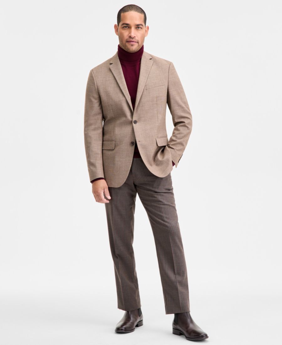 

Мужской спортивный пиджак приталенного кроя из однотонной ткани Techni-Cole Kenneth Cole Reaction, Tan