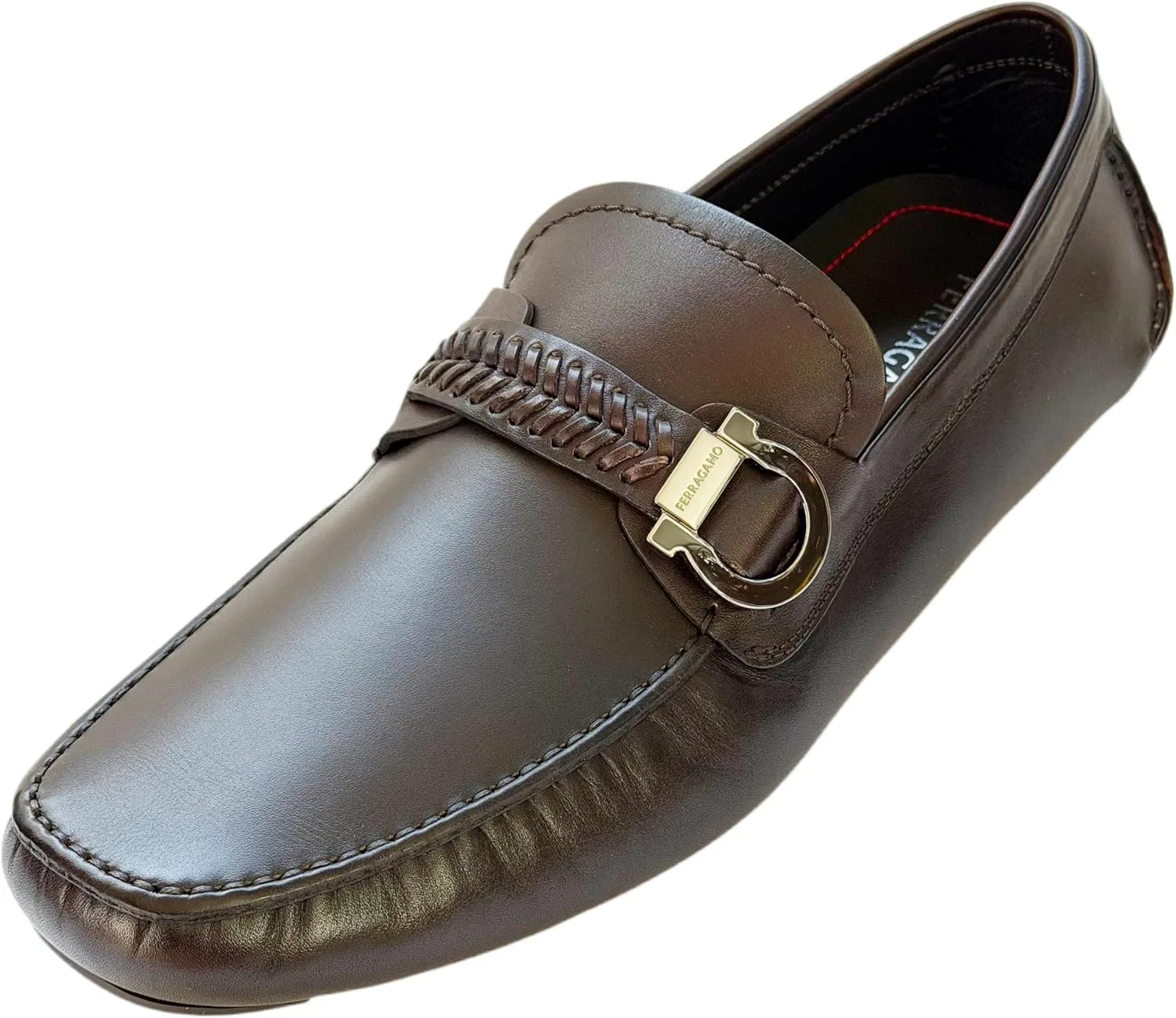 Лоферы из натуральной кожи, Salvatore Ferragamo, темно-коричневый