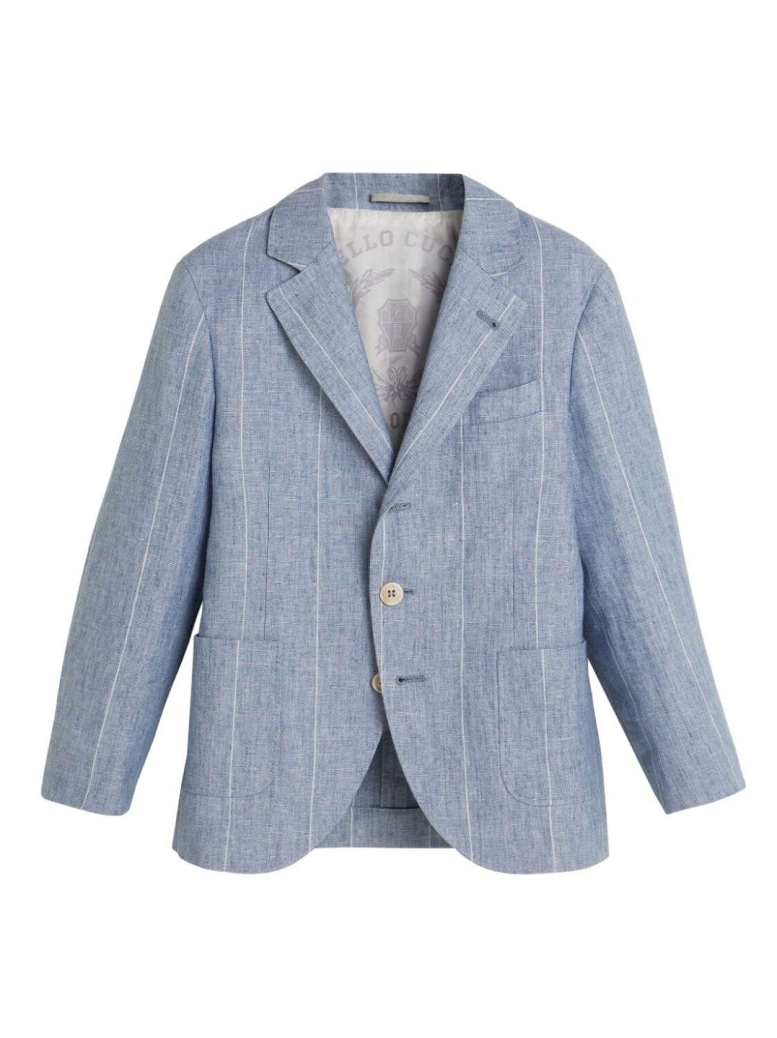 

Brunello Cucinelli Kids пиджак из органического льна в тонкую полоску, синий