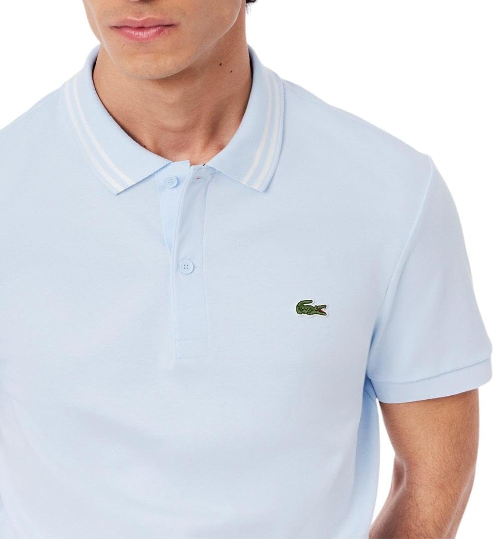 Lacoste мужская сезонная короткая рукавка обычного кроя поло с контрастным воротником, Rill Blue — фото 2