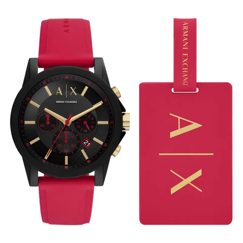 

ARMANI EXCHANGE Часы AE Wrist Watch Quartz Movement Silicone Strap Black Dial Men's Watch