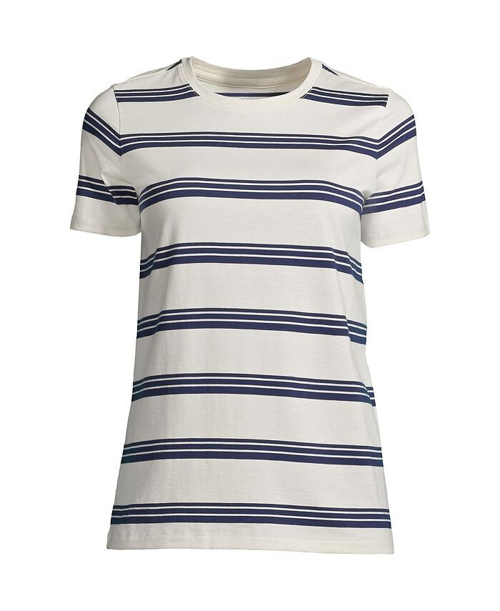 

Свободная хлопковая футболка Petite с круглым вырезом и короткими рукавами Supima Lands' End, белый