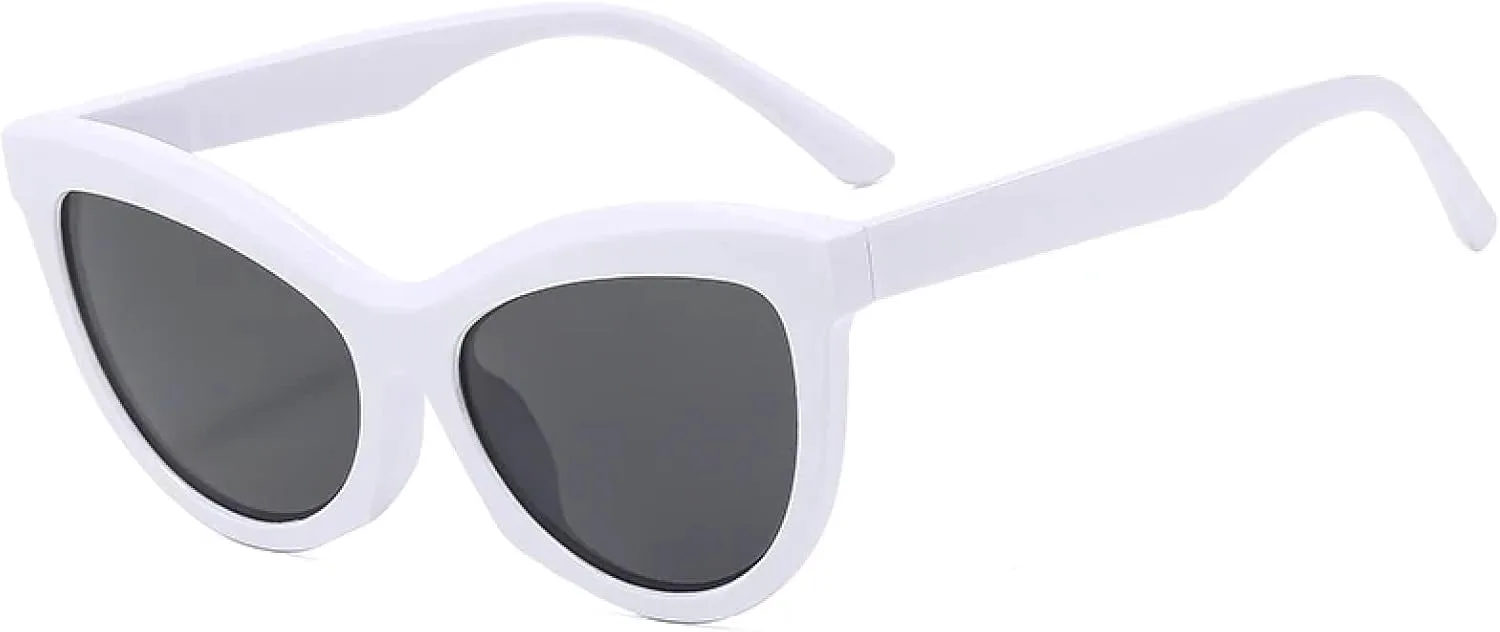 

Классические модные солнцезащитные очки «кошачий глаз» для женщин, винтажные солнцезащитные очки в толстой оправе с защитой от УФ-излучения UV400 HHZZYVY, White