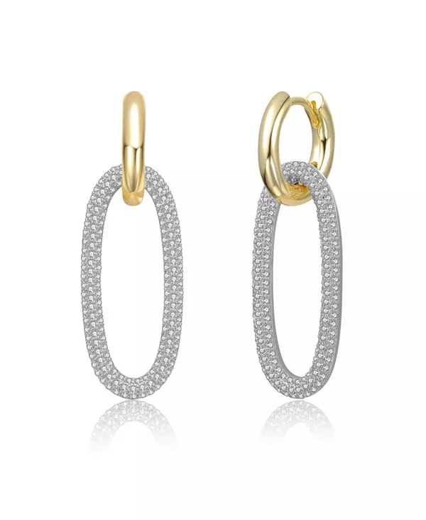 

Двухцветные серьги-подвески из стерлингового серебра с прозрачными кубическими цирконами Genevive, two-toned