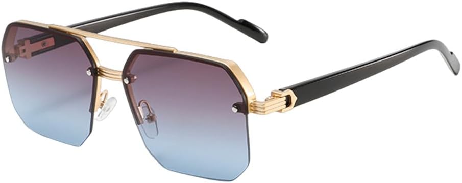 

Крупные солнцезащитные очки без оправы, модные винтажные градиентные очки, повседневные очки, роскошные солнцезащитные очки для активного отдыха LVTFCO, Golden-grey Blue