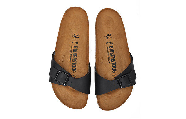 Тапочки madrid birko-flor narrow fit sandals 'black' Birkenstock, черный — фото 4