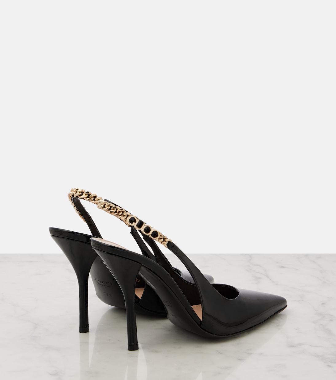 Туфли-лодочки Signoria на ремешке из лаковой кожи Gucci, Nero/Nero — фото 2