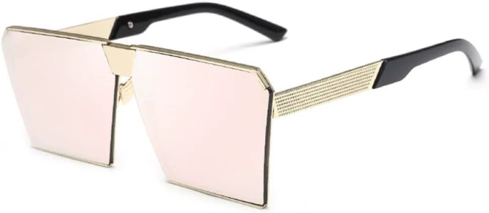 

Крупные солнцезащитные очки в металлической оправе для женщин, зеркальные солнцезащитные очки для мужчин, солнцезащитные очки UV400 в большой оправе LANGSER, C2 Pink