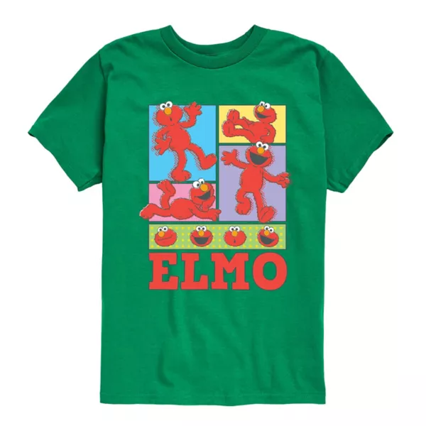 

Футболка для мальчиков 8-20 лет с принтом Elmo из "Улицы Сезам" в клетку Licensed Character, зеленый