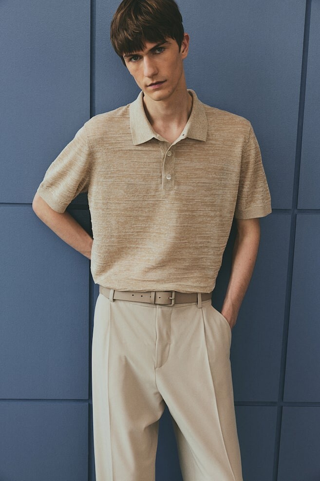 

Рубашка-Поло из тонкой вязки, стандартного кроя H&M, бежевый