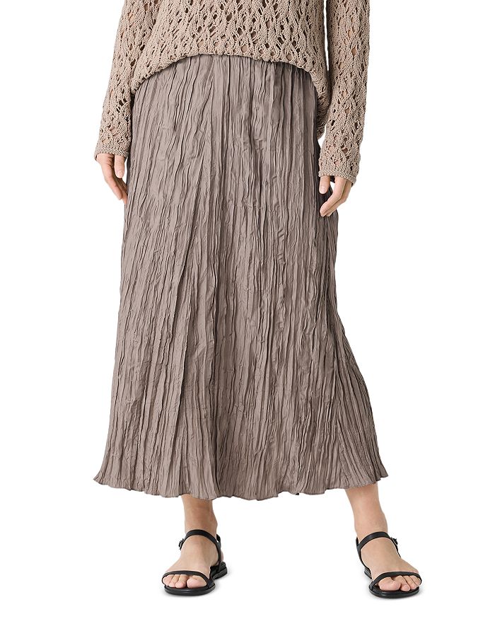 

Юбка-колокол из жатого шелка Eileen Fisher, коричневый