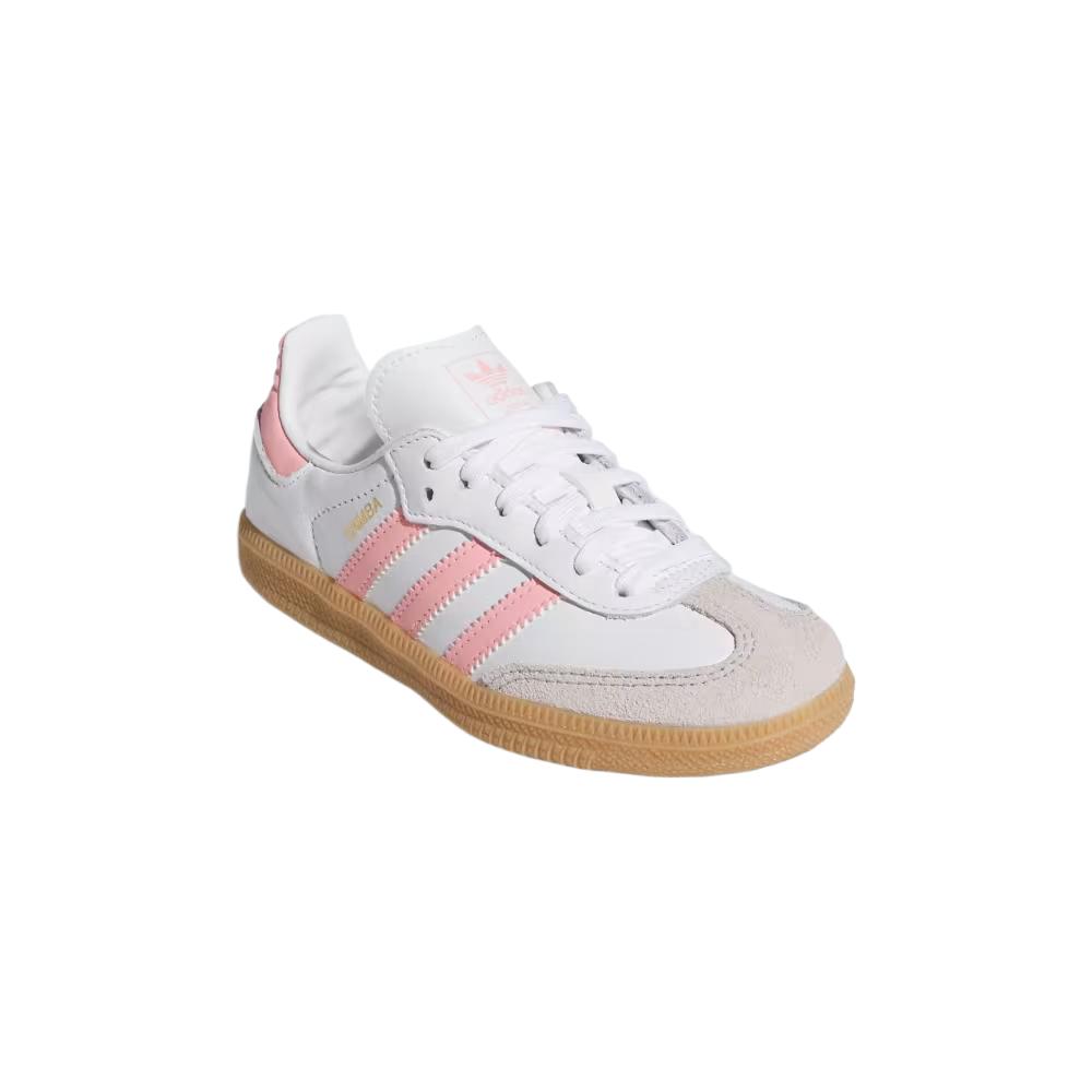 Самба OG детские скейтбординг кроссовки Adidas Originals, белый/Semi-Pink Spark/Rubber Color — фото 4