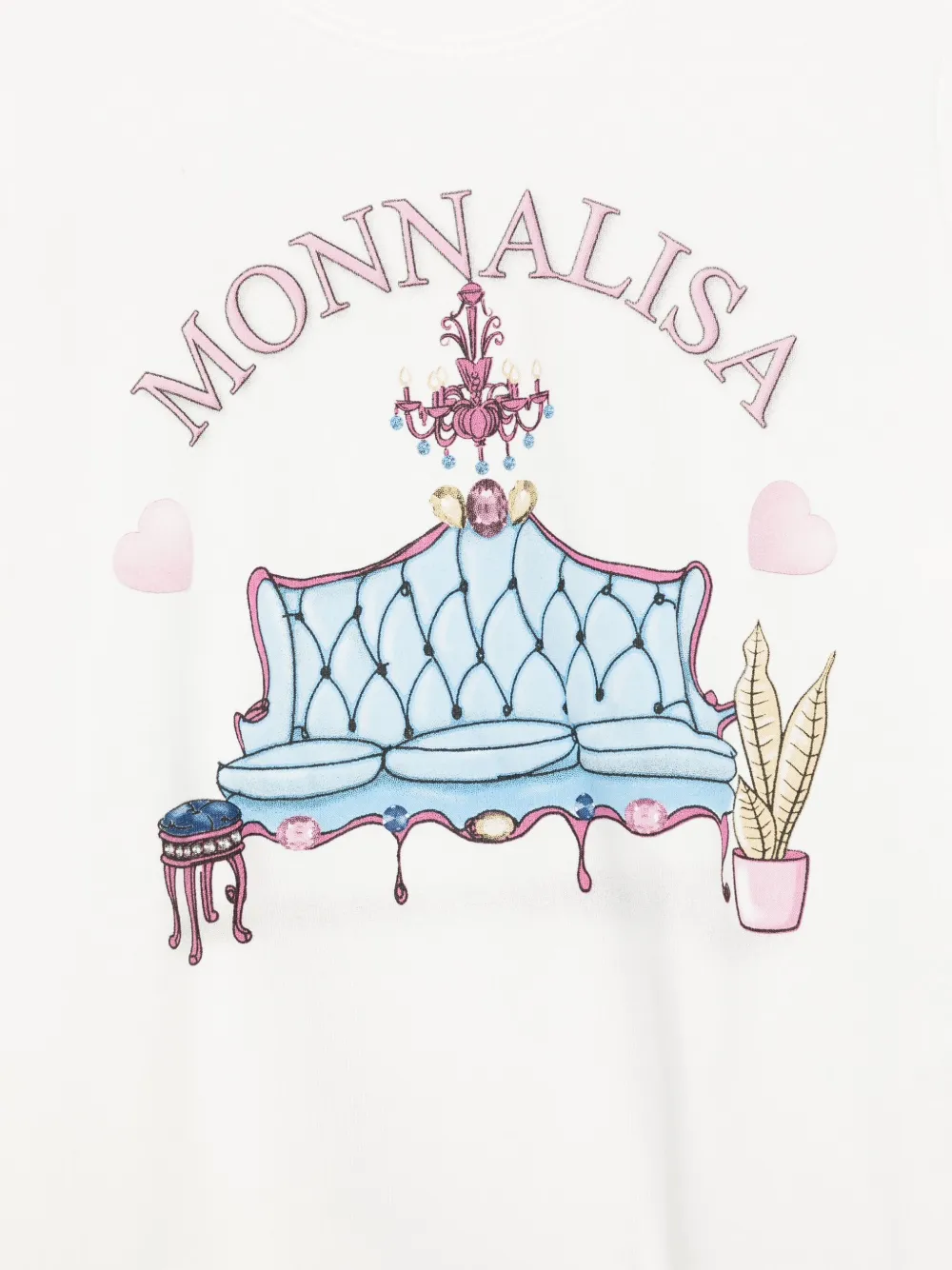 Футболка с графическим принтом и оборками Monnalisa, белый — фото 3