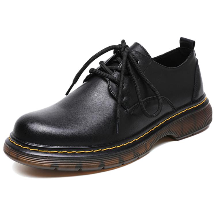 WEISHIBANGWEI Повседневные кожаные туфли мужские черные с потайным клином, цвет Black Hidden Wedge — фото 2