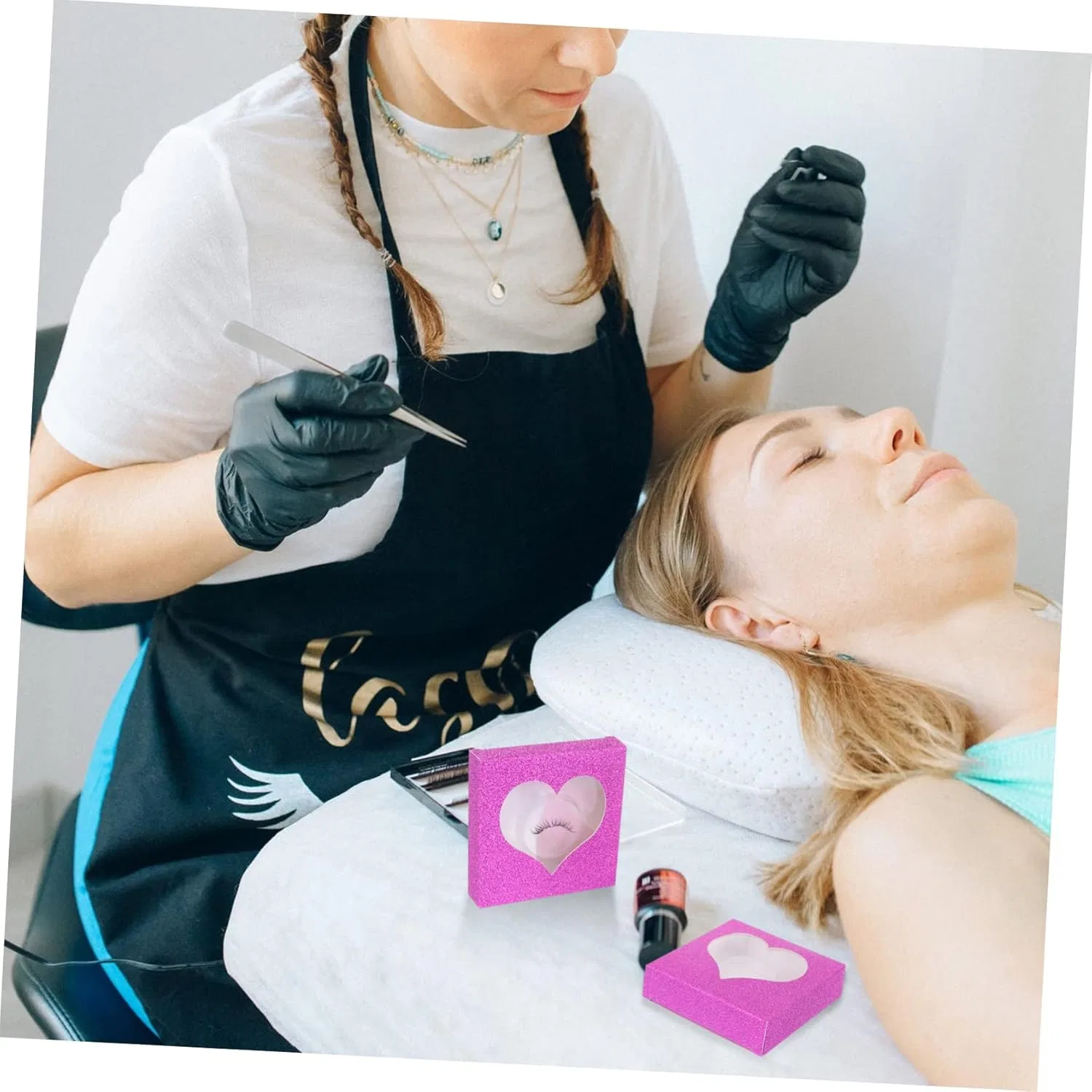 Косметичка для ресниц Healeved 50 шт, бумага, розовая — фото 3