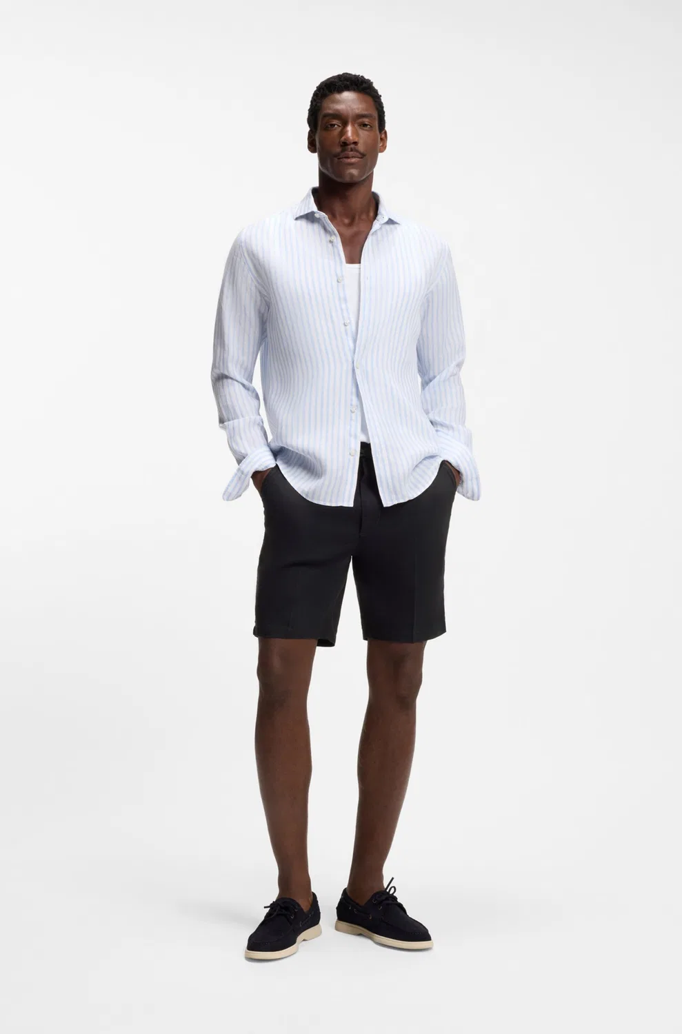 Шорты Boss Regular Pleated Pants H-Kane1-RDS, синий — фото 3