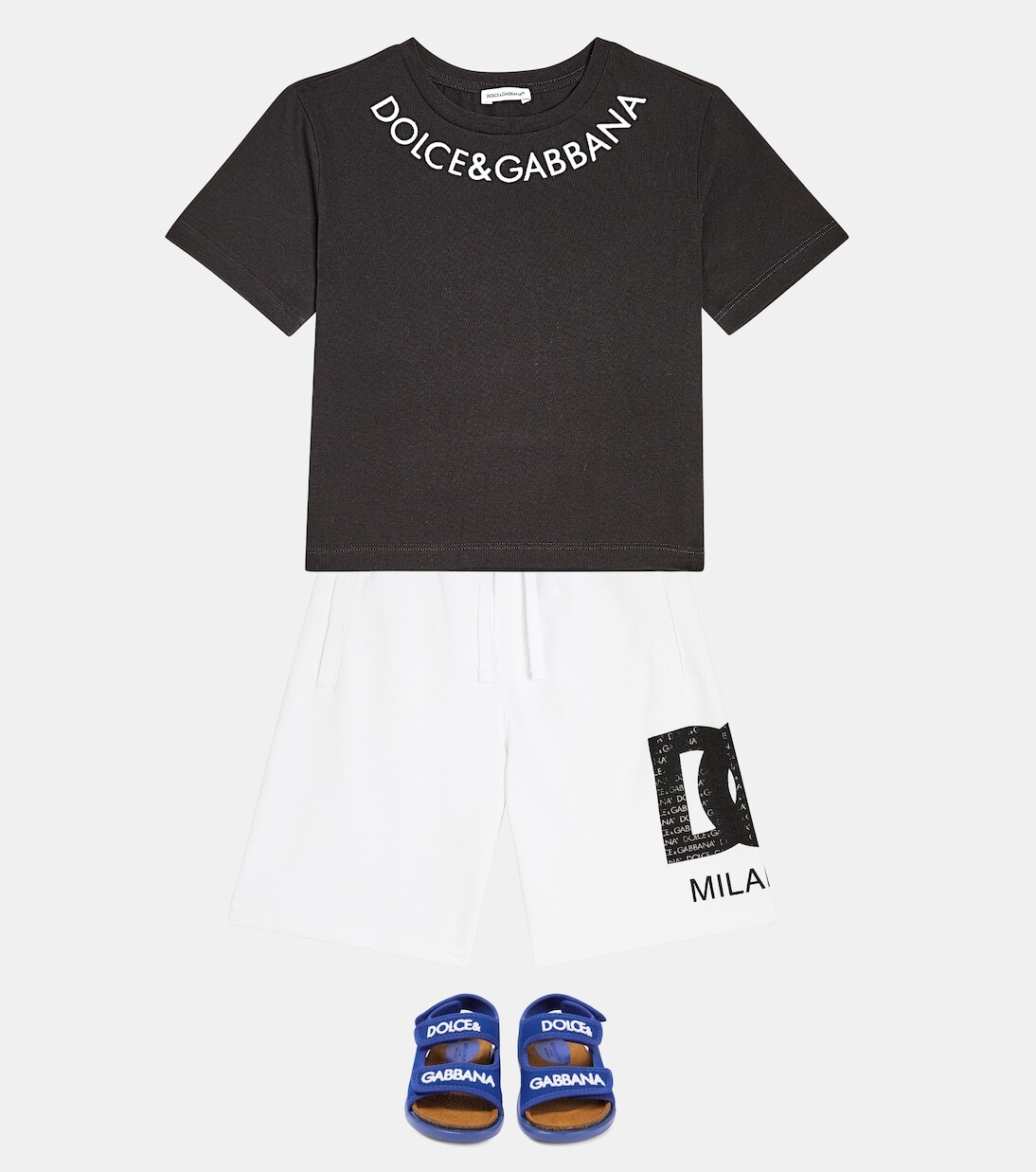 Шорты из хлопкового джерси с логотипом Dolce&Gabbana Kids, белый — фото 2