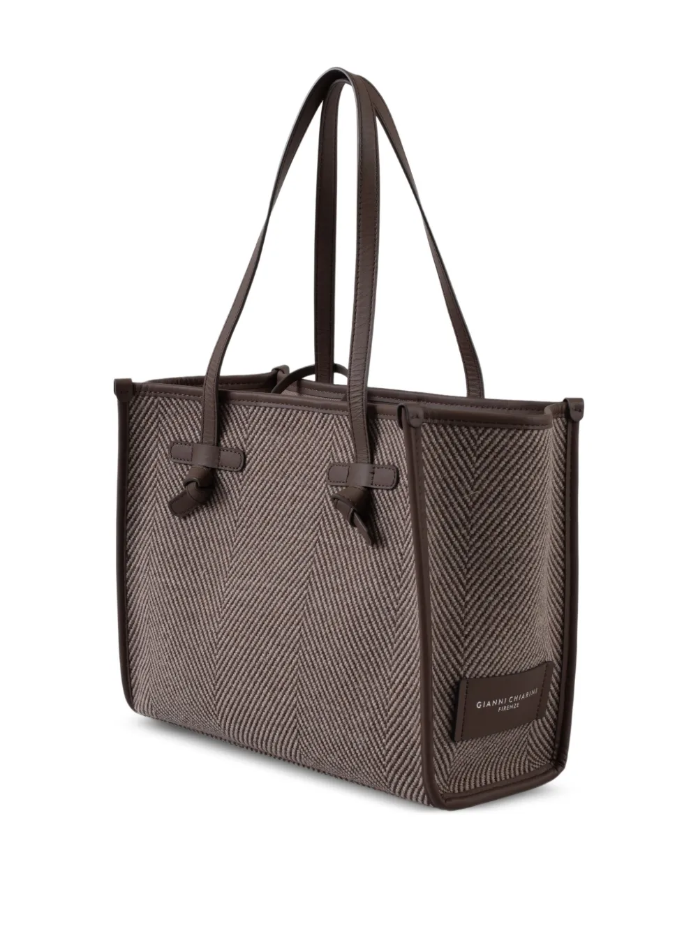 

Сумка-тоут с узором «елочка» GIANNI CHIARINI, коричневый