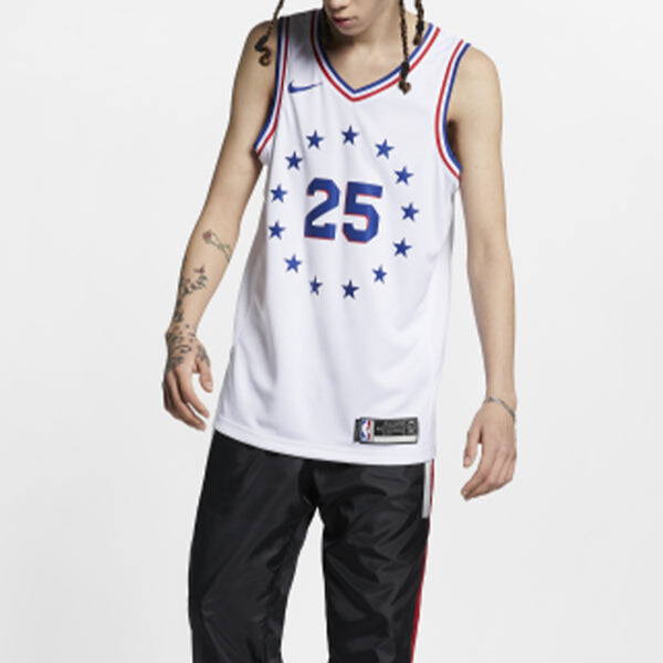 Спортивная футболка ben simmons earned city edition swingman philadelphia 76ers men's nba connected jersey Nike, белый — фото 3