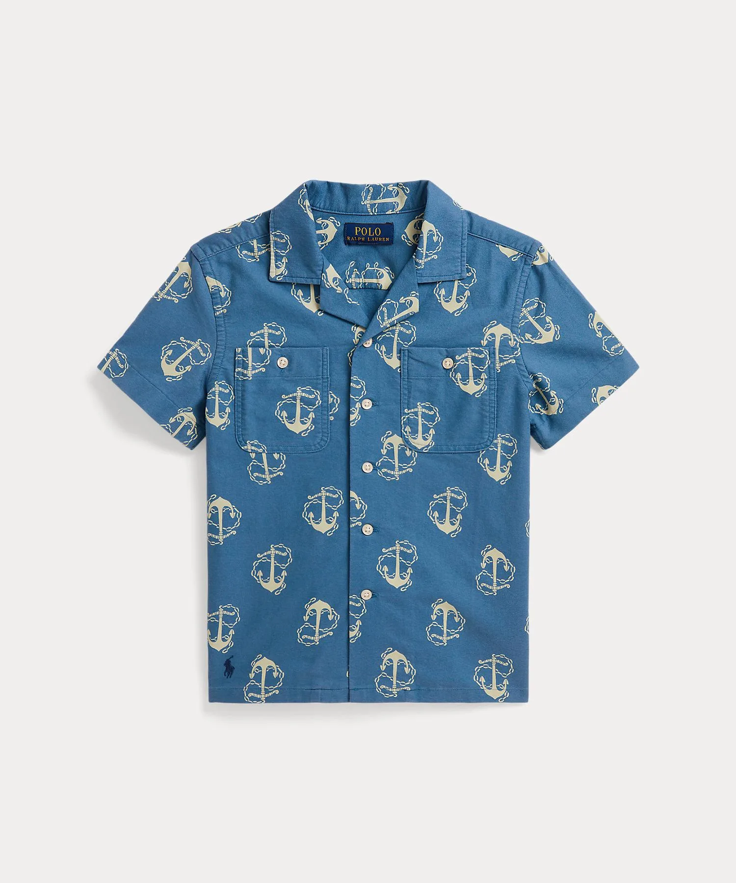 Детская рубашка с якорным принтом из хлопка Polo Ralph Lauren Childrenswear разноцветная