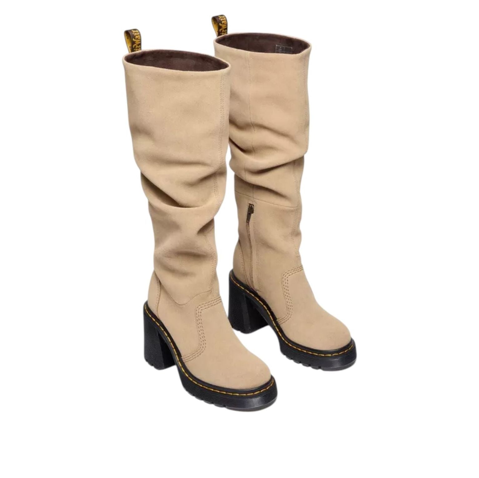 Ботинки (WMNS) Dr. Martens Kasey Suede Knee High Heeled Boots 'Savannah Tan' — фото 2