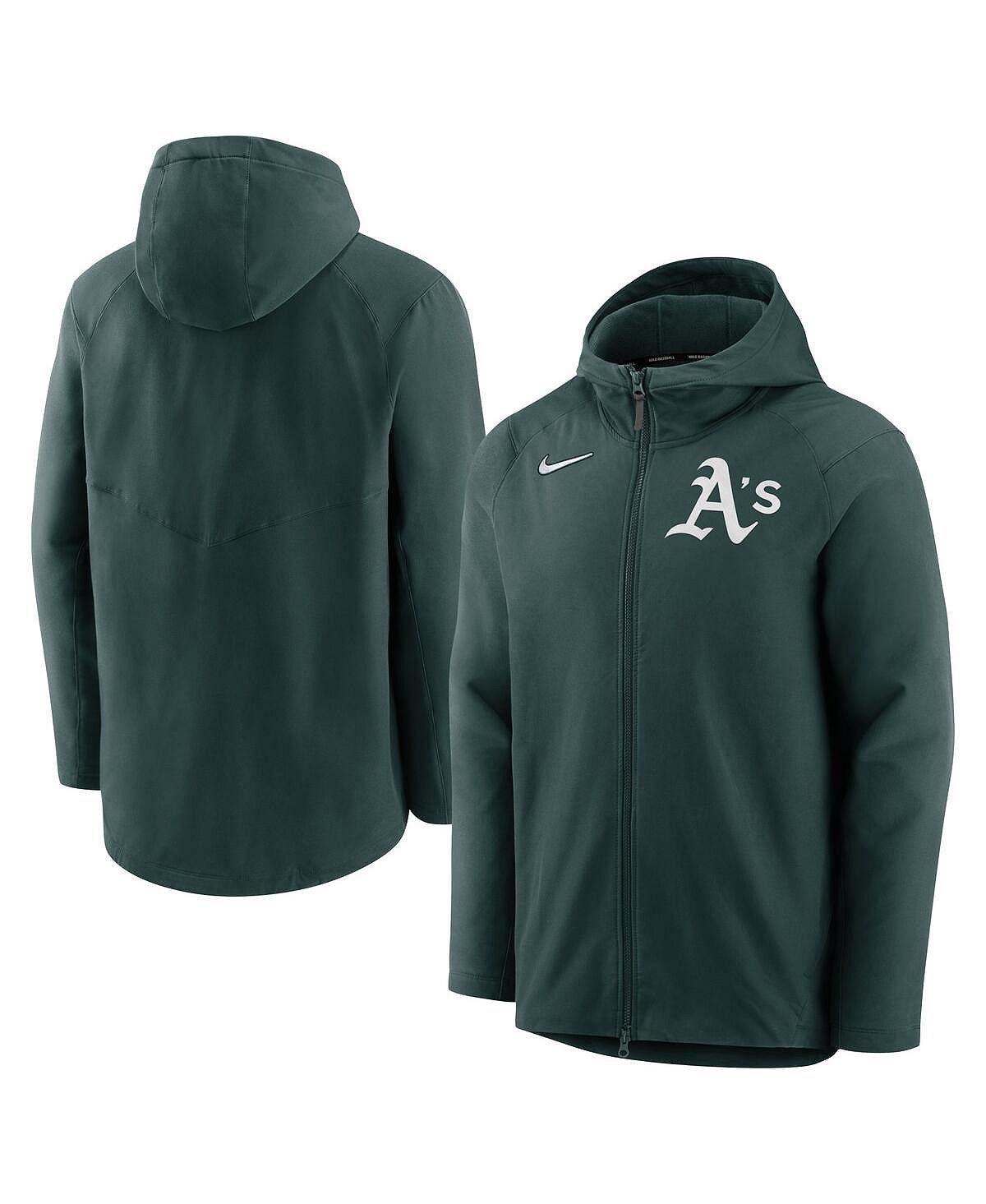 

Мужская зеленая худи с молнией во всю длину Oakland Athletics Authentic Collection Performance реглан Nike