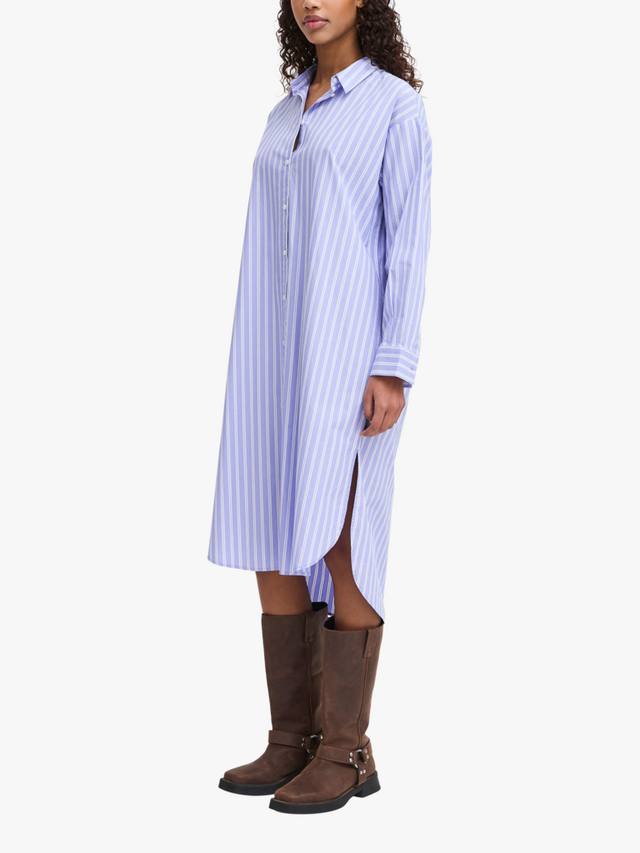 

Платье-рубашка Yatima миди из хлопка в полоску ICHI, Wedgewood