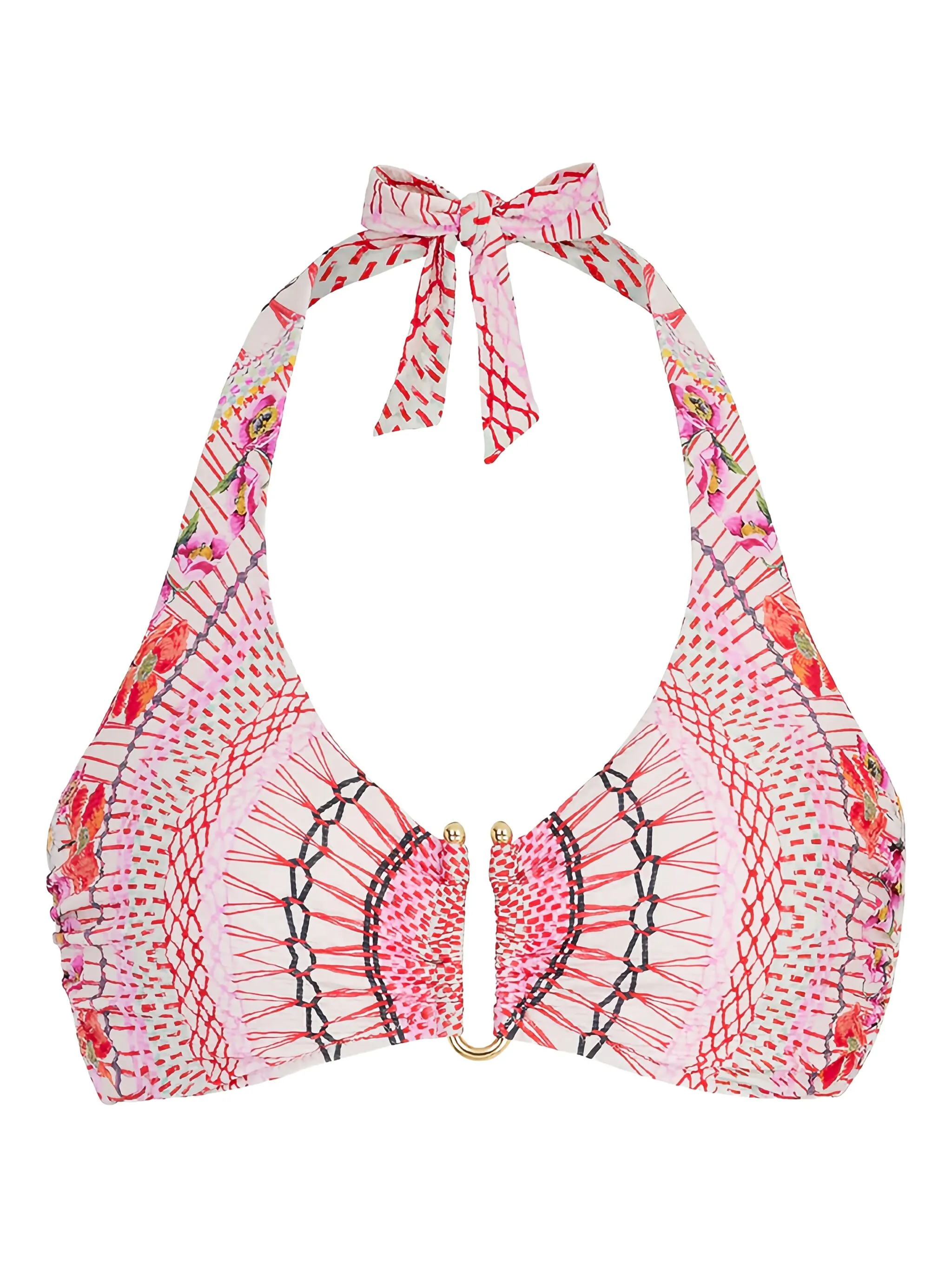 

Топ бикини Pomegranate с вырезом халтер и принтом Temperley London, розовый