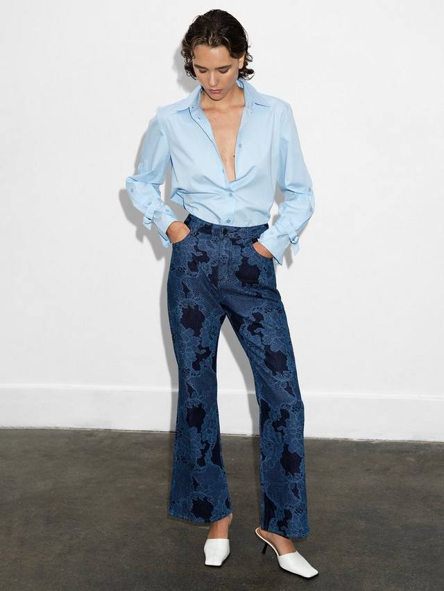 

Джинсы Jennie с цветочным кружевом и расклешенные French Connection, Dark Indigo