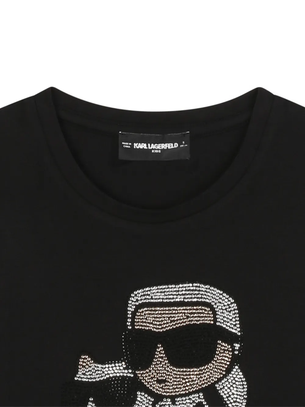Топ Ikon с длинными рукавами и стразами KARL LAGERFELD KIDS, черный — фото 3