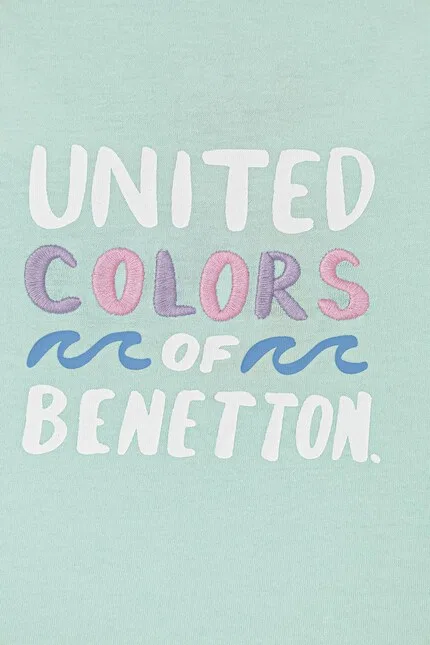 Футболка с принтом United Colors of Benetton, бирюзовый — фото 3
