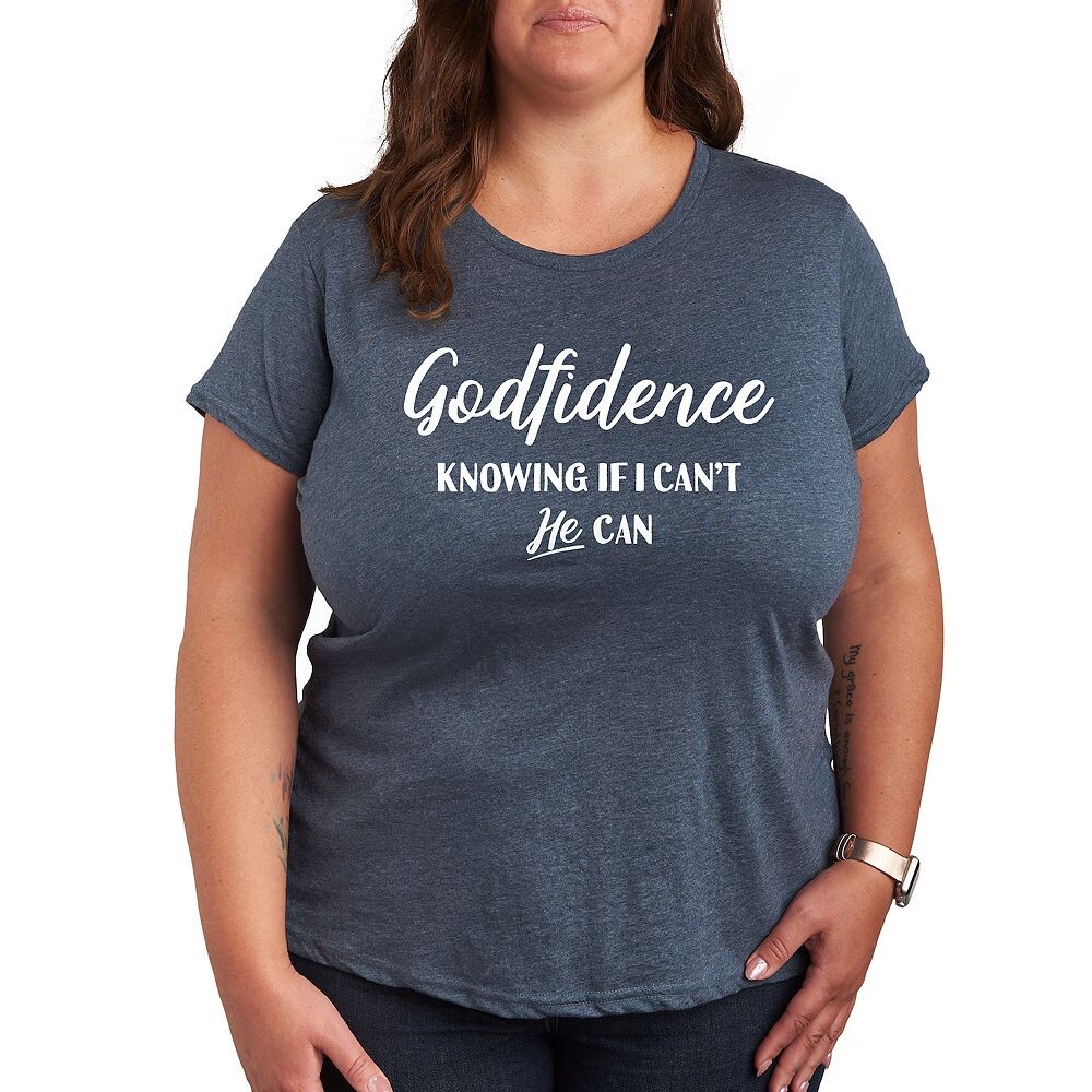 

Футболка с рисунком Godfidence больших размеров Licensed Character, цвет Heather Blue