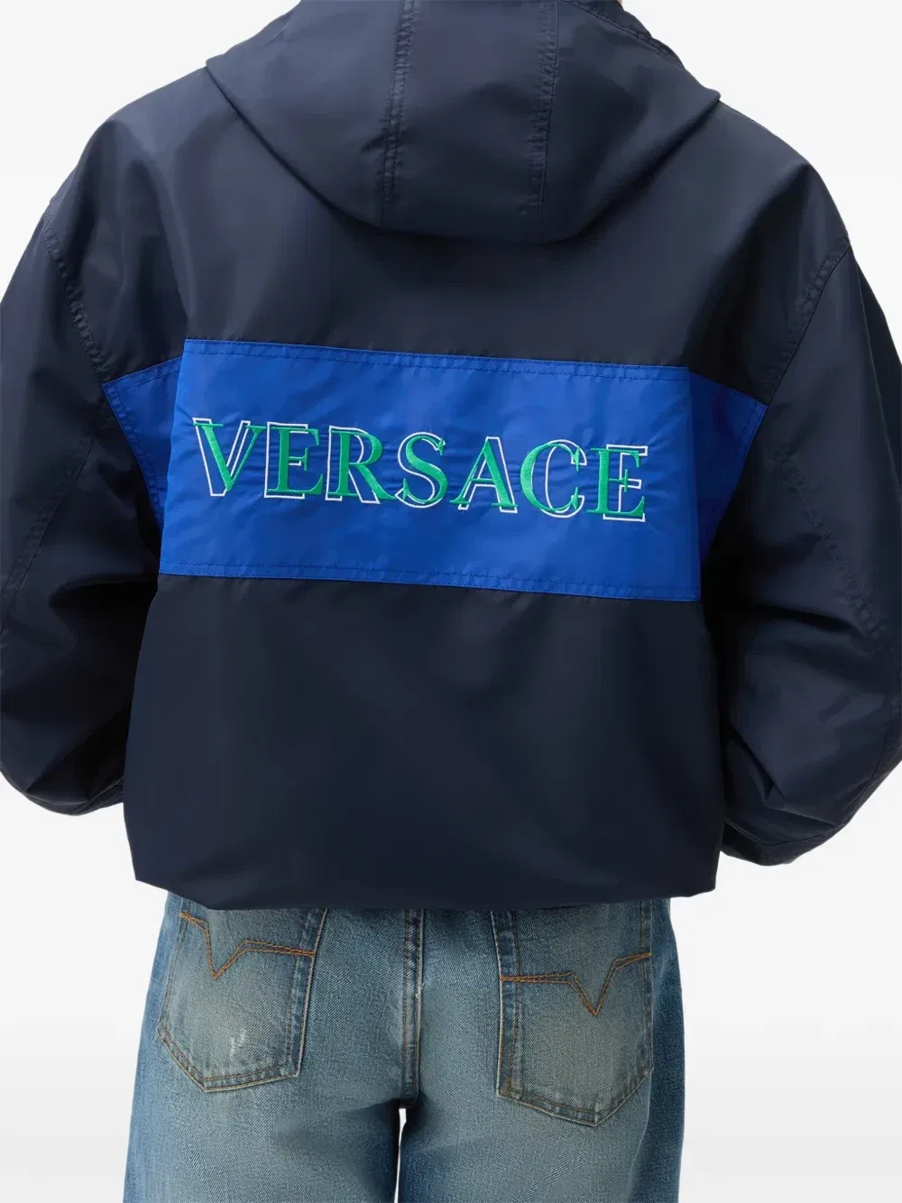 Ветровка с вышивкой VERSACE, синий — фото 3