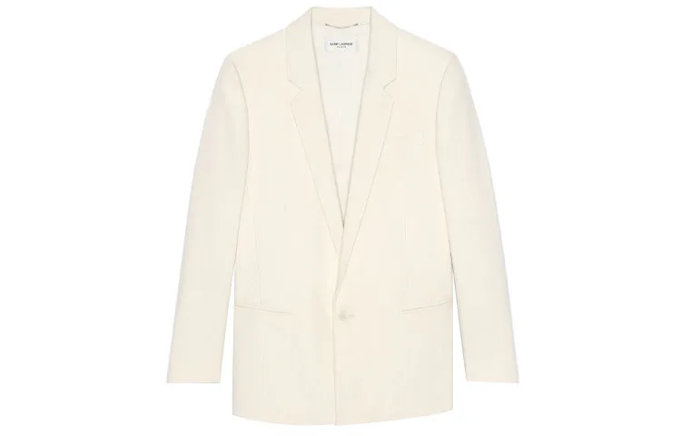 Костюм деловой мужской Chalk с умеренным воротником SAINT LAURENT, chalk