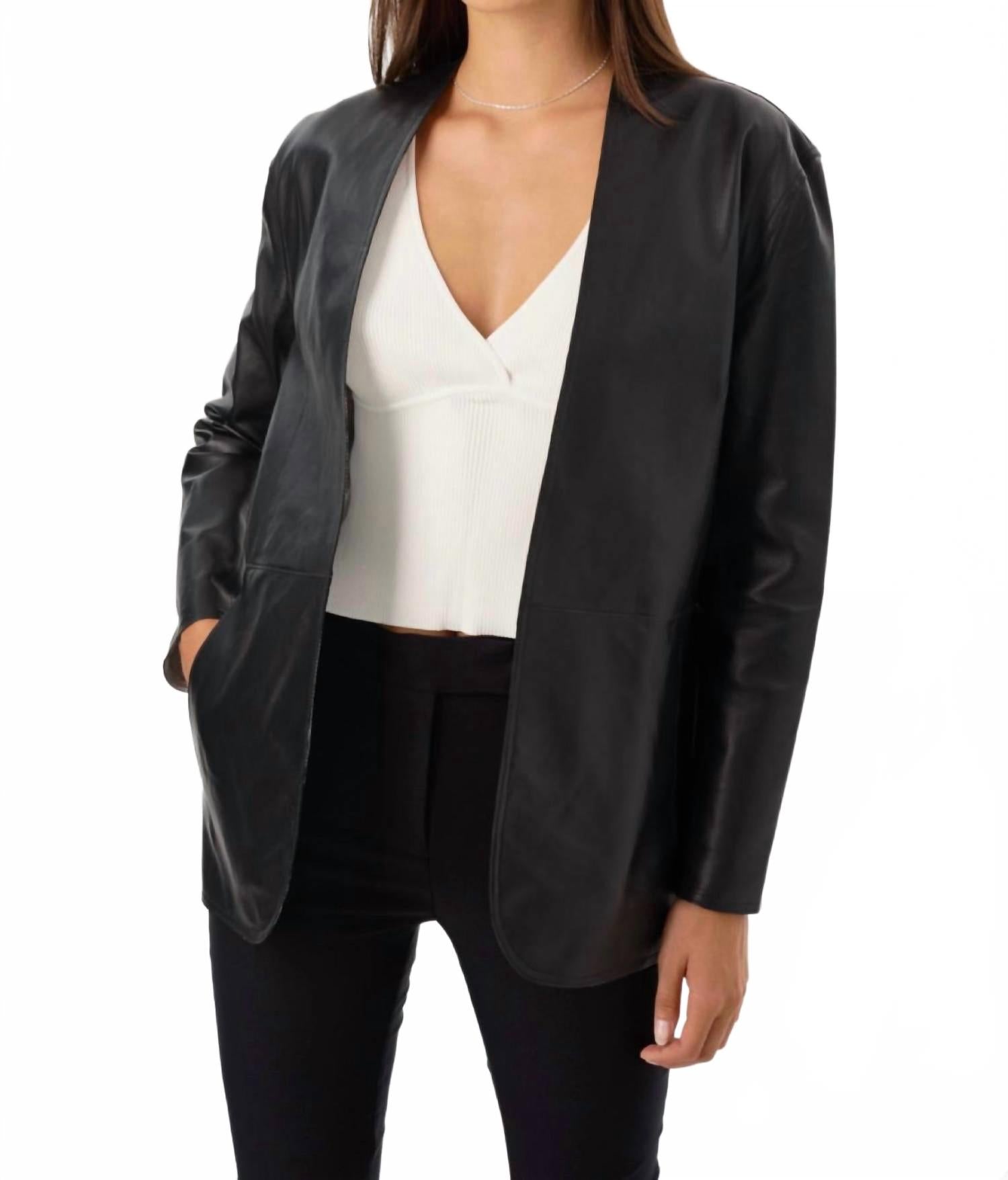 

Черно-золотой реверсивный кожаный пиджак Leighton Lamarque