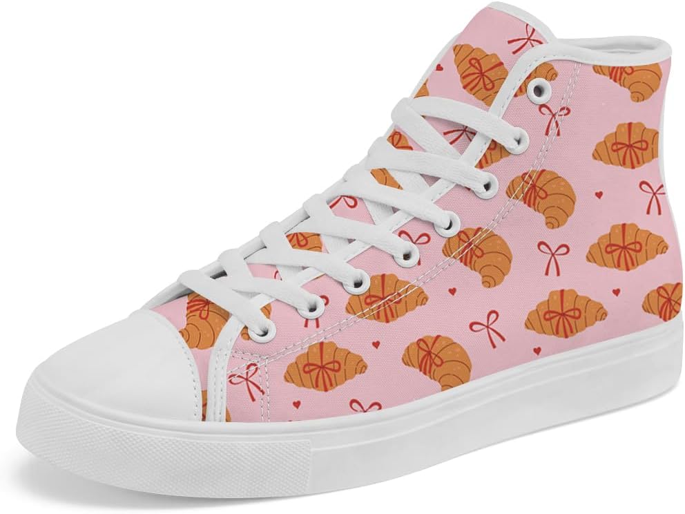 

Кроссовки Chebing Croissants на высокой подошве из холщовой ткани, с отделкой под хлеб, высокие кеды на шнуровке, повседневная обувь для мужчин и женщин, розовый