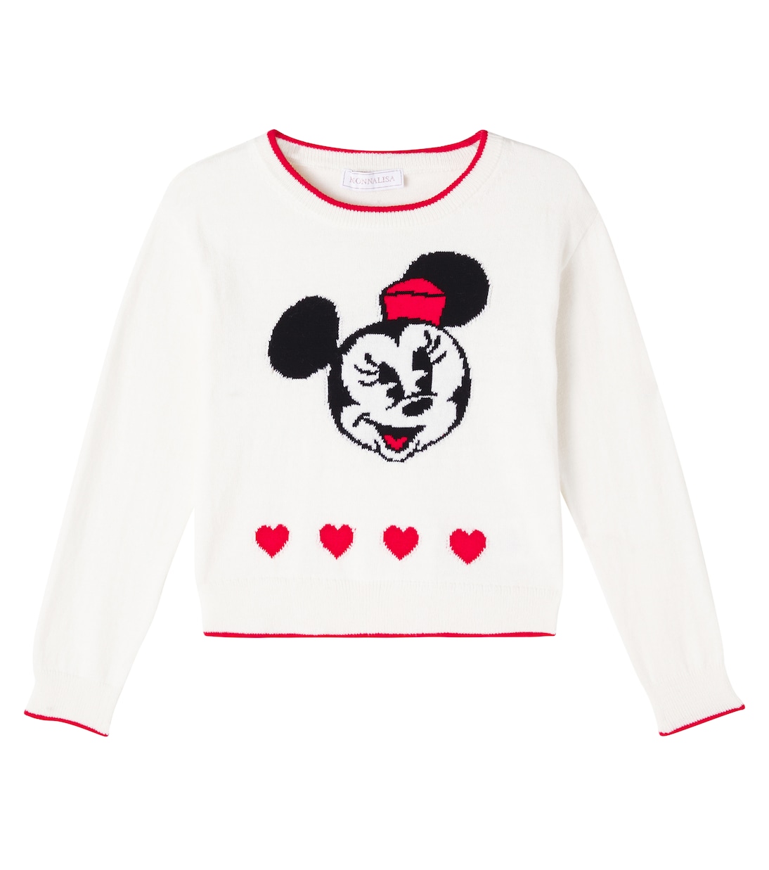 

Свитер из хлопка и шерсти в технике интарсия Monnalisa, Panna + Rubino