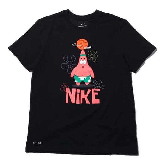 

Футболка large pattern printing short sleeve black Nike, черный